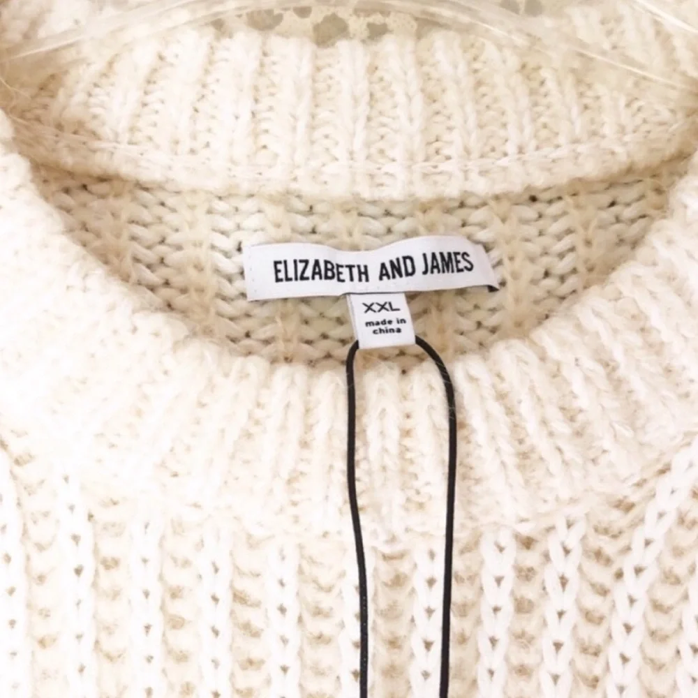 Elizabeth and James Cream Fisherman’s Rib Sweater SIze XXL - Picture 7 of 13
